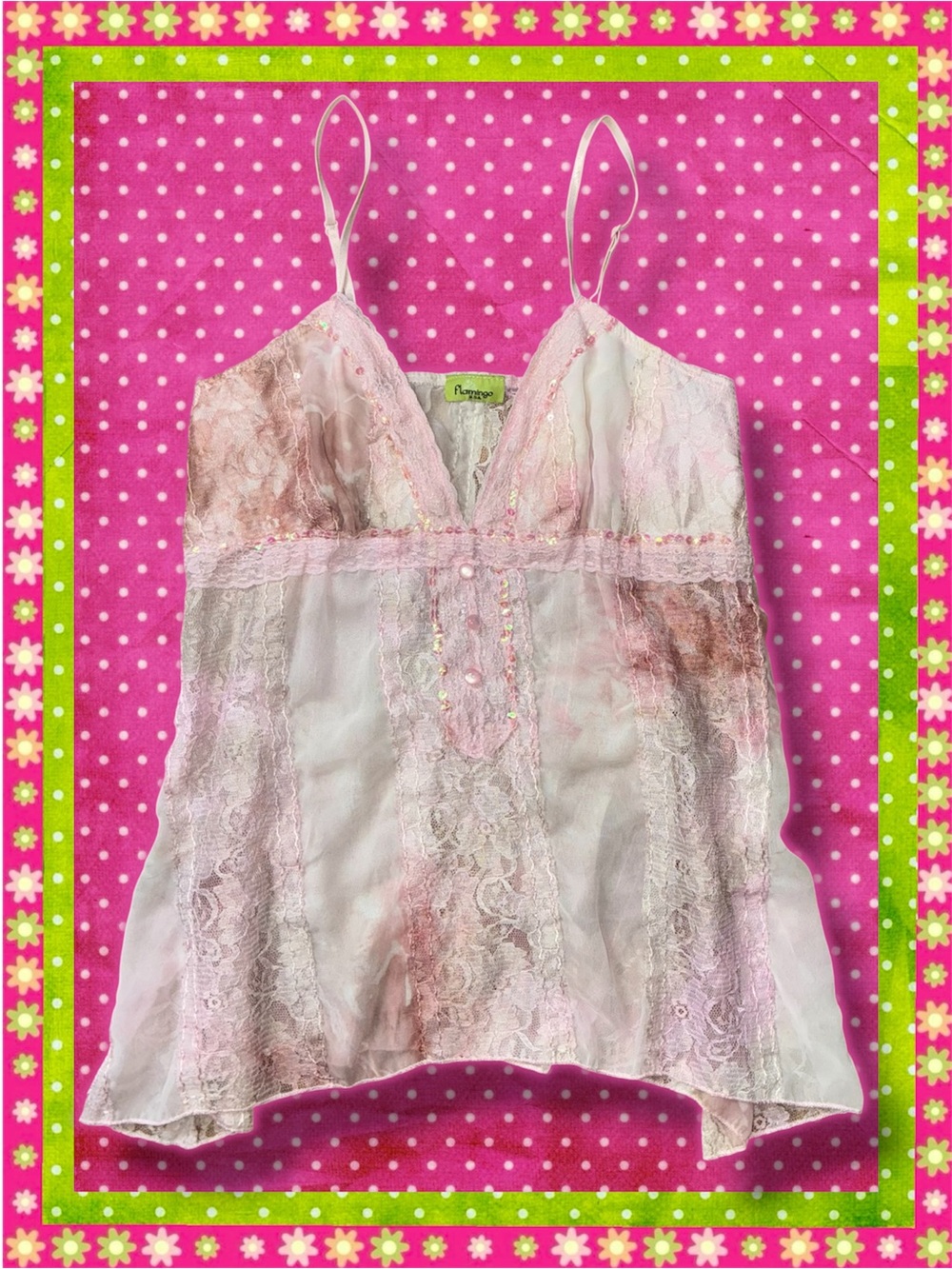 Flamingo Pale Pink Lace-Trim Camisole